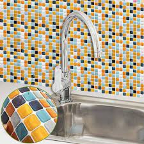 Funlife | 8 Sheets I 3D Peel & Stick Mosaic Tile Backsplash I Fashion Orange - Picture 1 of 14